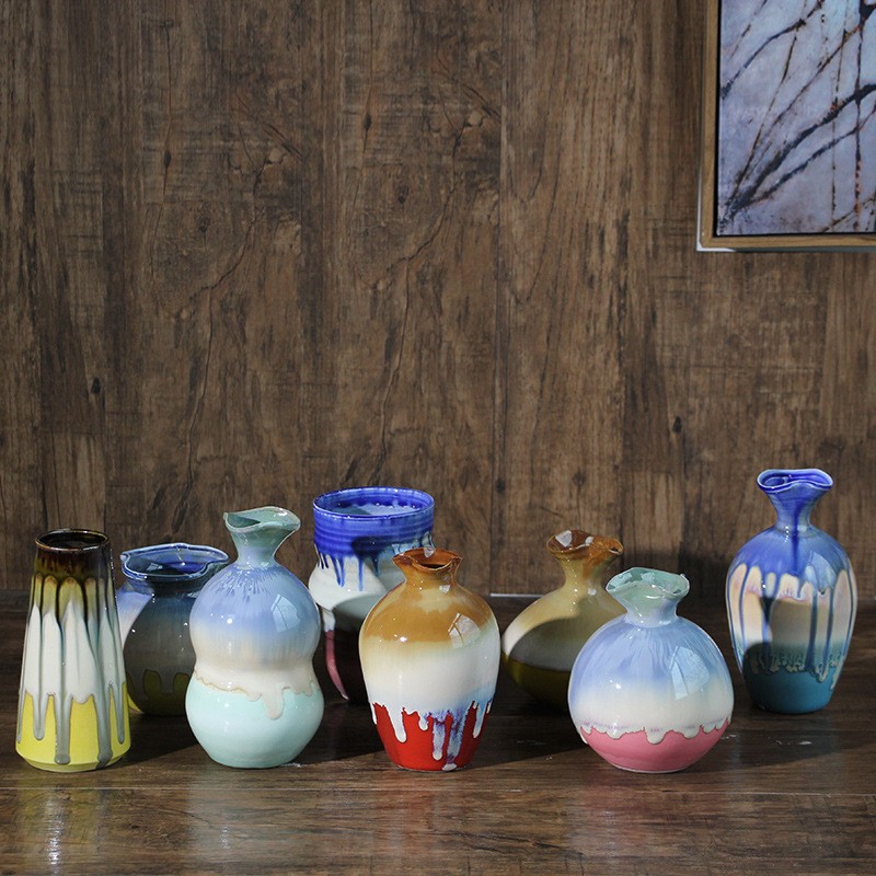 Handmade ceramic handicrafts, kiln-changed small flower arrangements, Jingdezhen vases, flower vases, table ornaments details Picture