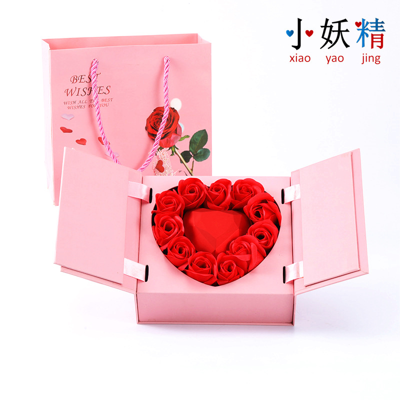 11 Rose Double Door Lift Gift Box Heart Paint Jewelry Packaging Box Jewelry Gift Box Wholesale