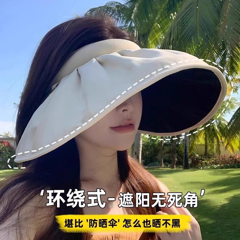 New summer sun protection caps, women's sun hats, UV-resistant casual large brim headbands, shell-shaped open-top sun hats Application Scenario