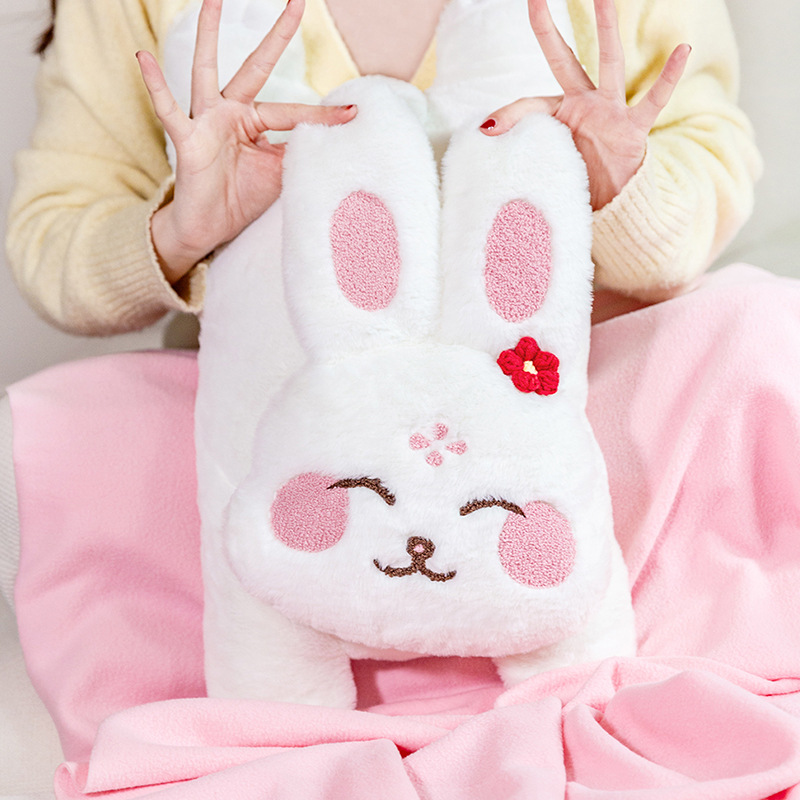 新款兔年玩偶抱抱毯中国风贺岁喜庆吉祥呆萌兔子抱枕靠垫靠枕毯子