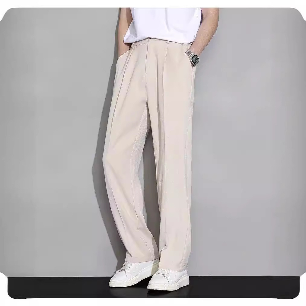Summer thin, fashionable, simple and versatile straight-leg trousers for men, loose, comfortable, breathable and with a drape Application Scenario