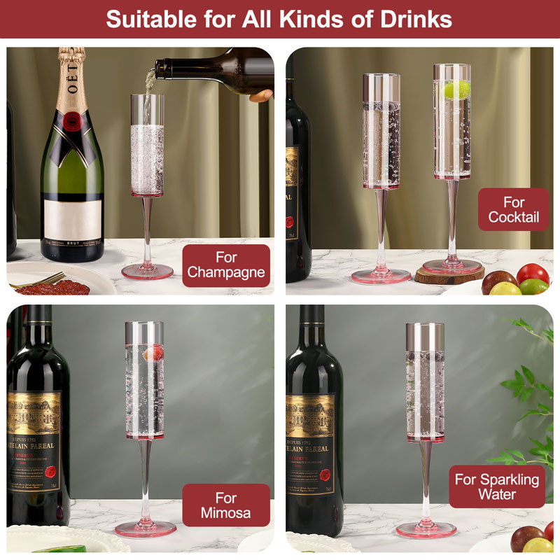 Tall champagne glass, straight wine glass, plastic pink cocktail glass, anti-drop bar glass, creative tall glass Application Scenario