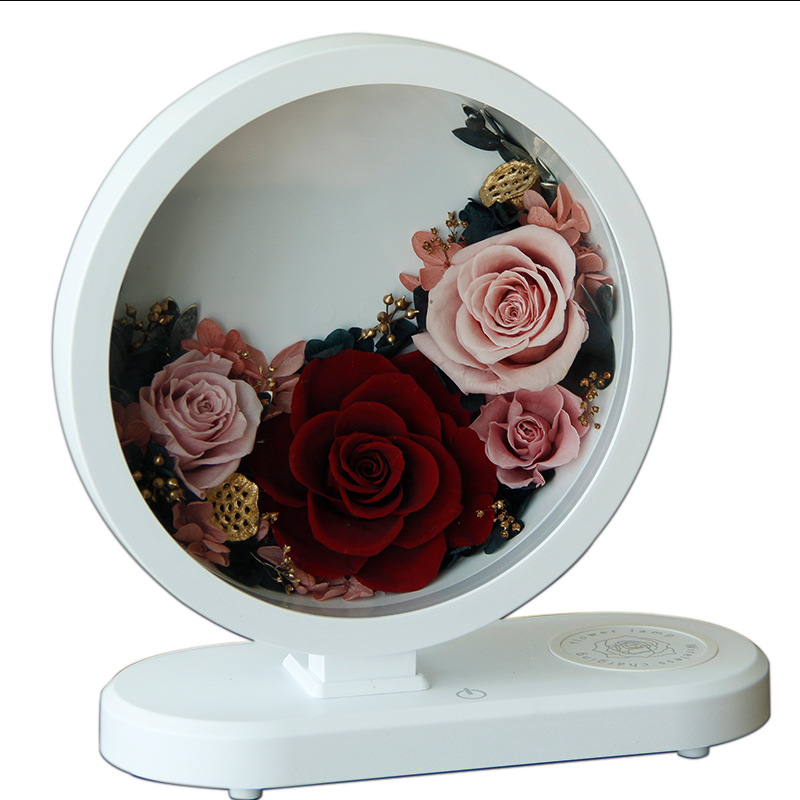 Valentine's Day Gift Rose Lamp Gift Box Dried Flower Decoration For Girlfriend Wedding Gift Glass Cover Eternal Flower Item Picture
