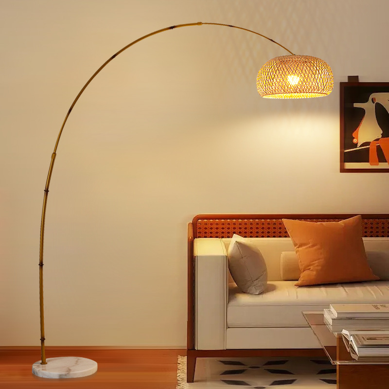 Wabi-sabi style floor lamp, bedroom and living room lamp, Chinese-style retro Zen tea table, fishing lamp, new Chinese-style floor table lamp details Picture