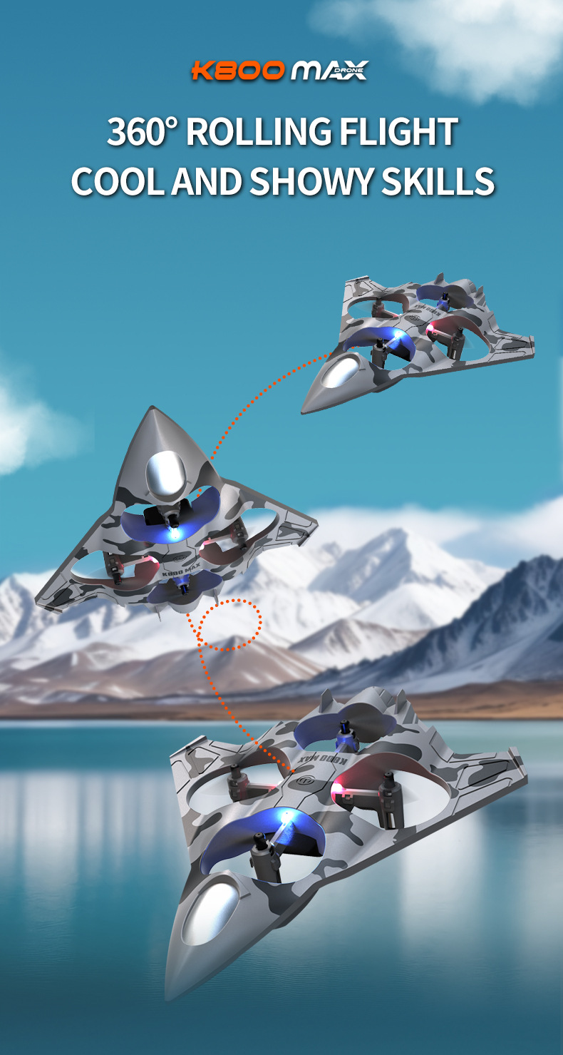 k800MAX fighter jet, fixed-altitude quadcopter drone, stunt rolling, throwing, remote-controlled aircraft, shock-resistant toys, cross-border pic 24
