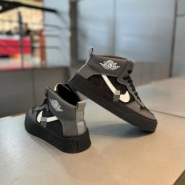 The 2024 autumn new high-top single cotton leather surface casual sneakers for the European station are versatile, stylish and high-end men's trendy shoes Specification image