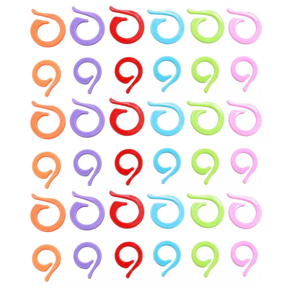 Al por mayor 1000pcs sweater color candy weaving tool marcador hebilla de plástico abierto comma circle embalaje de bolsa transparente Specification image