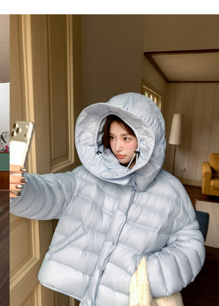 90 White Duck Down 2025 Winter New Short Down jacket for women, hooded, rib cream puff-like style, Korean-style loose jacket trend pic 16
