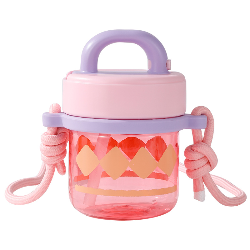 2024 New high-appearance PC plastic water cup, women's straw double-drinking cup, high-temperature resistant, portable and portable, slanted cross cup Item Picture