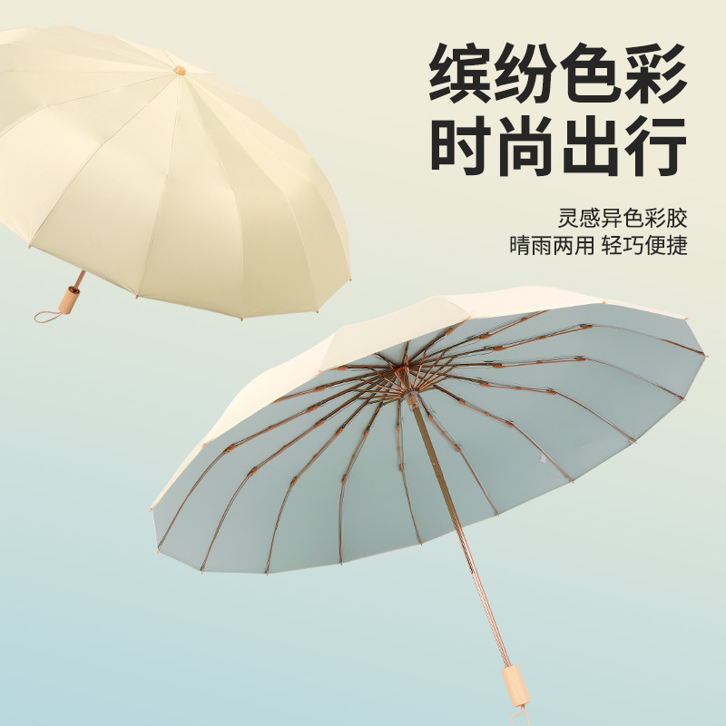 16骨遮阳太阳伞防紫外线女折叠高颜值彩胶晴雨两用upf50+雨伞定制