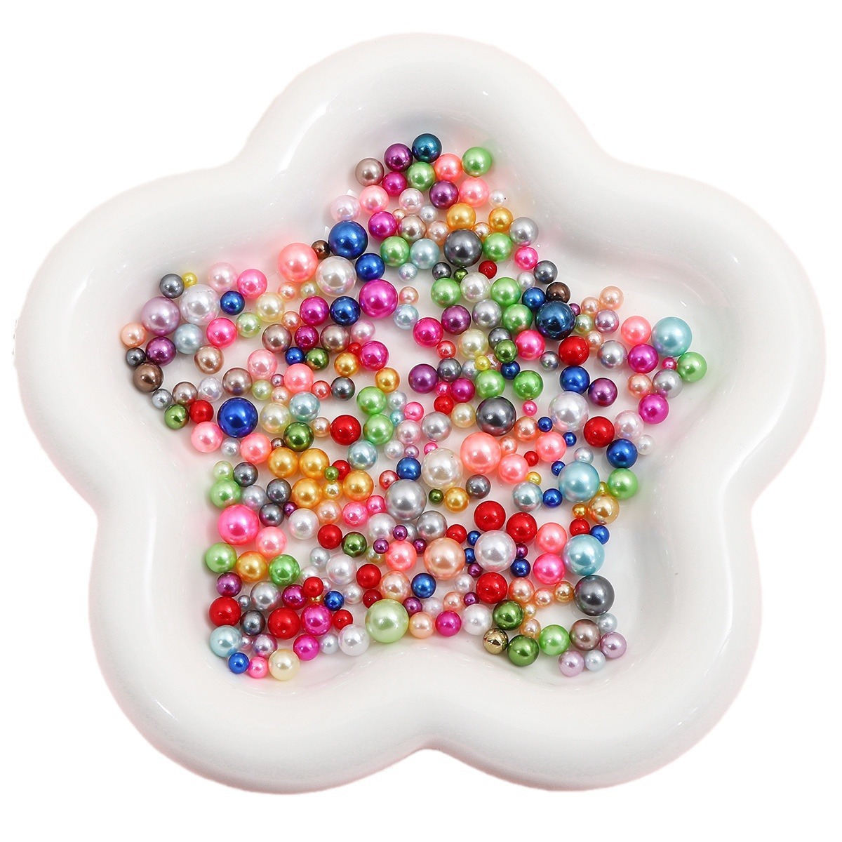 ABS iride-colored non-porous imitation pearl round beads, loose beads, diy handmade accessories, decorative macaron cosmetic box, filled beads Item Picture