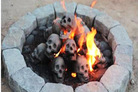 跨境骷髅万圣节仿真骷髅头恐怖陶瓷摆件 火炉烧烤派对装饰