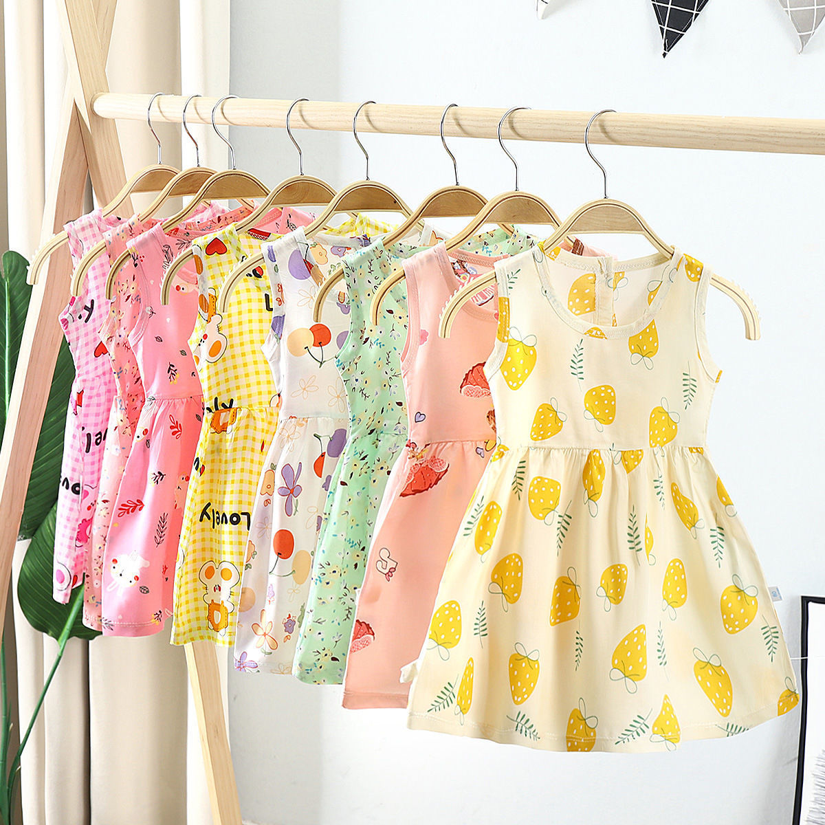 Girls' dress 2022 New style Children's beach dress, summer halter dress, princess dress, cake dress, children's floral dress