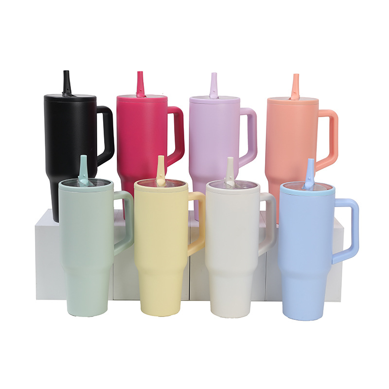 New simple 40oz double-layer ice cup, starting from one piece, vacuum-insulated, leak-proof, foldable spout portable car cup Item Picture