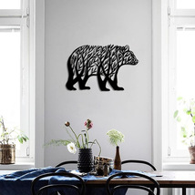 新款熊创意线条装饰墙面画树叶动物金属挂件仿真跨境亚马逊壁挂