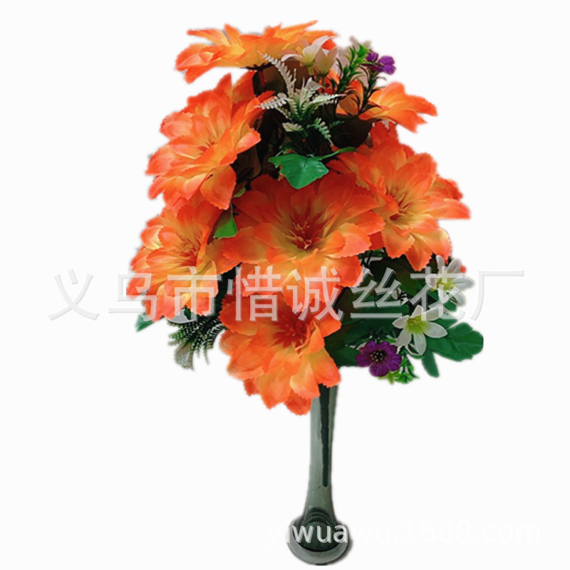 Simulated rose floral art decoration of 18-pronged nine-eared chrysanthemums
