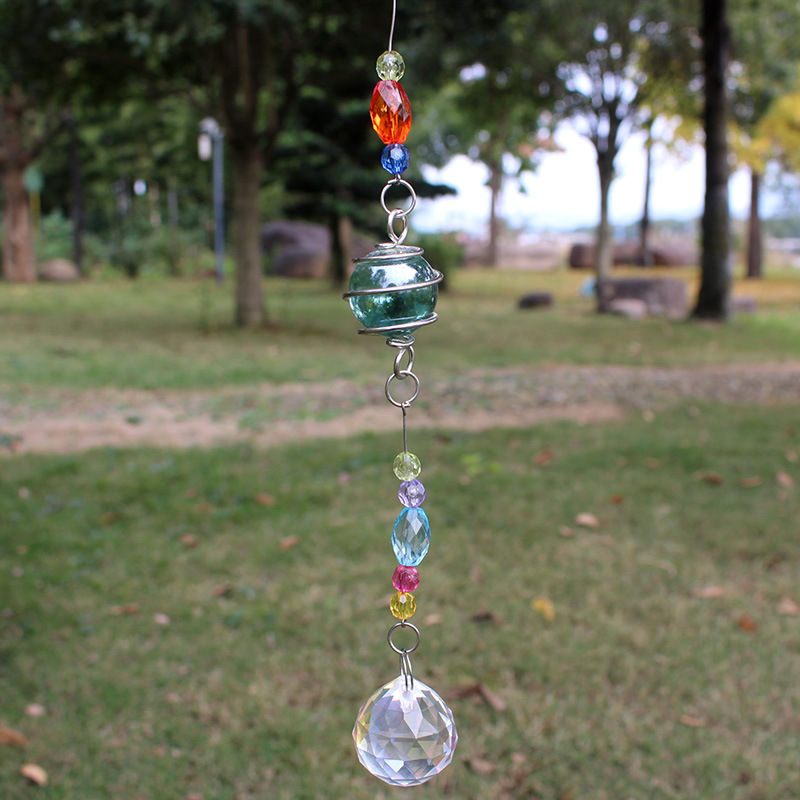 Crystal Wind Chimes Hanging Door Ornaments Creative Metal Owl Pendant Garden Patio Crystal Ball Decorative Gift Cross-Border Application Scenario