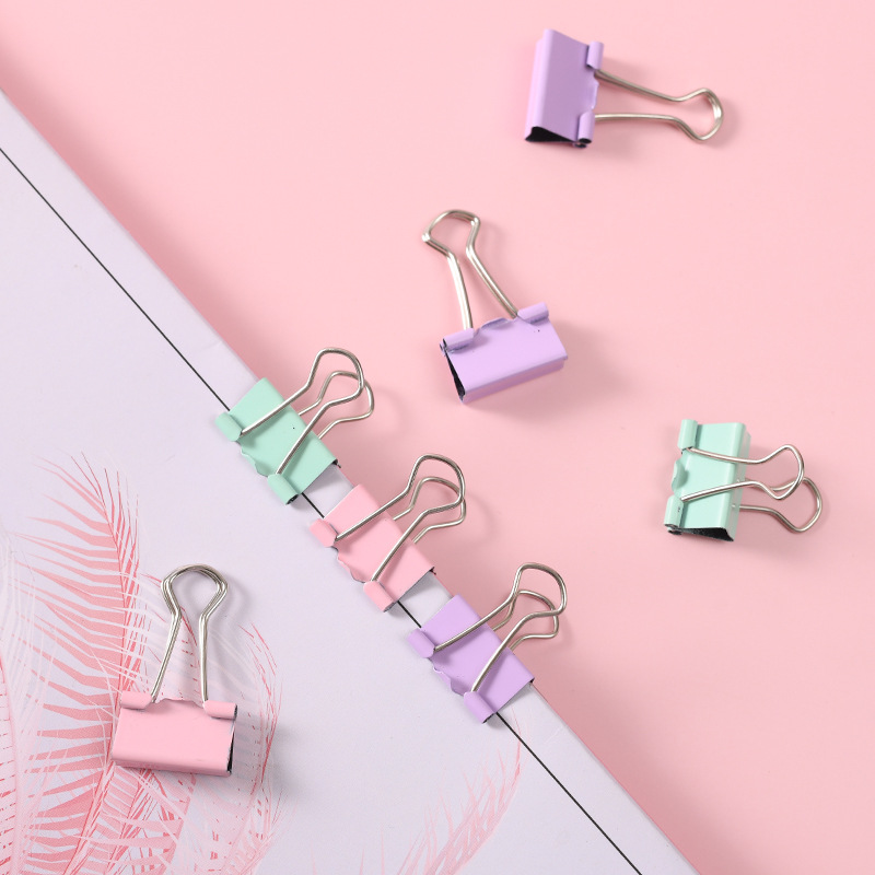 Cute mini cultural and creative stapler, long tail clip, multi-functional set, macaron-colored binding office stationery details Picture