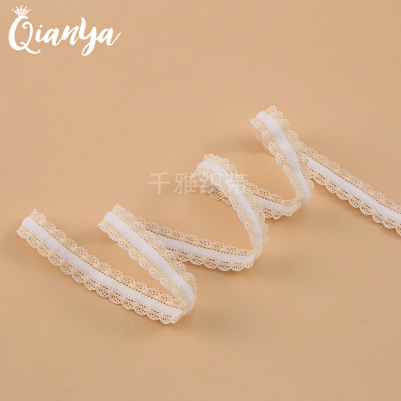 1.5Cm Black And White Bilateral Nail Teeth With Two-Color Elastic Ribbon Clothing Collar Lace Shower Cap Elastic Wholesale Specification drawing