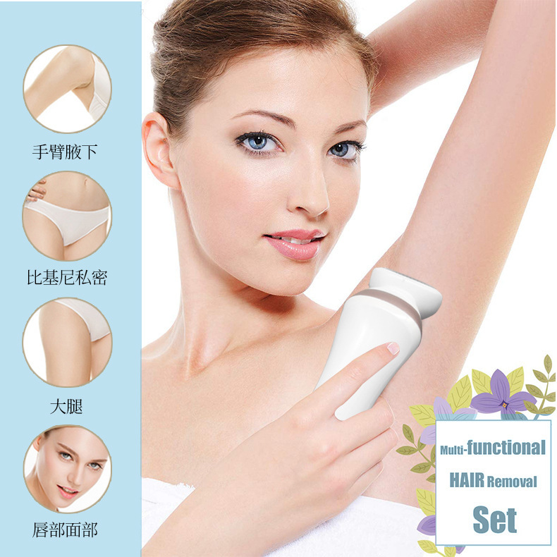 Amazon's new waterproof electric women's hair remover, cross-border new hair removal device, dry battery electric hair removal device details Picture