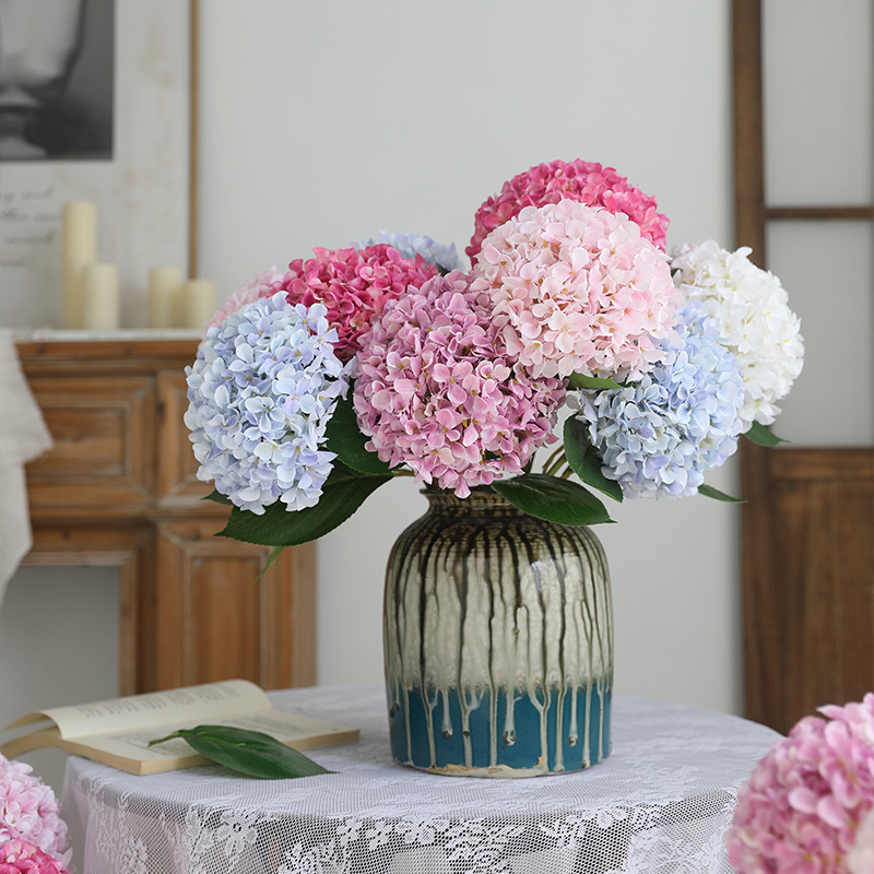 新款单枝爱妃绢布假花绣球仿真花婚庆花墙手捧花摄影花材绣球绢花