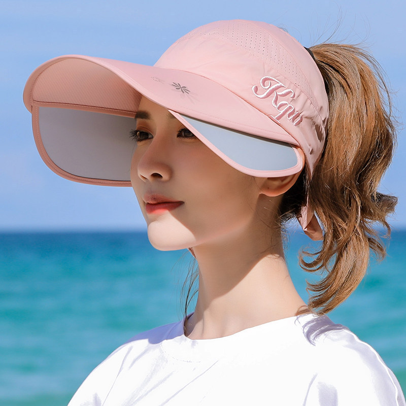 遮阳帽子女夏天防晒帽防紫外线空顶骑车遮脸韩版潮简约大沿太阳帽