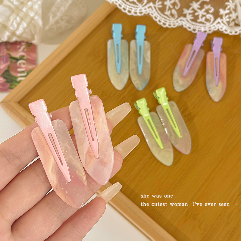 Colorful Mermaid Girl seamless hair clip, high-end feminine fringe clip, makeup clip, simple one-line clip, hair clip and hair accessory Specification image