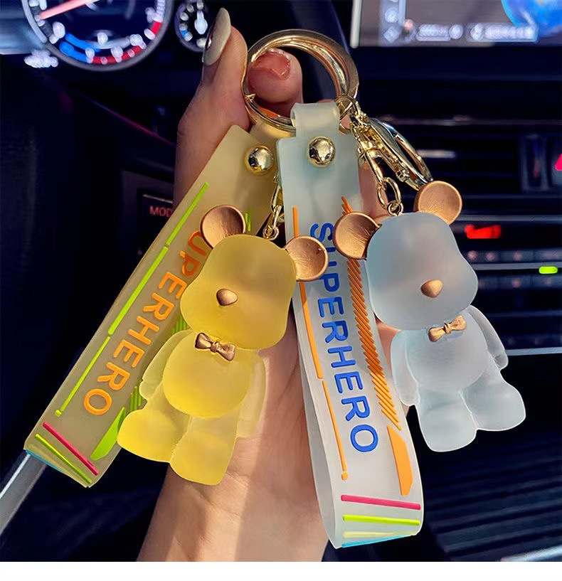 Dream Crystal Glass Bear Doll Key Chain Aggreko Car Key Accessories Couple Bag Pendant Wholesale details Picture