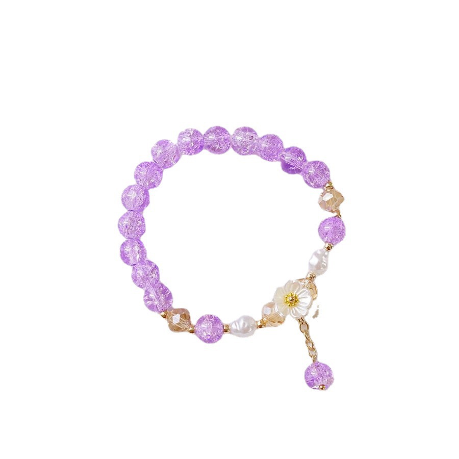 Cross-border best-selling creative flower pendant beaded bracelet, fresh and colorful jewelry, flower crystal student campus bracelet Item Picture