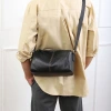The new genuine leather single-shoulder bag is a fashionable and casual men's bag with a waterproof horizontal design. It is a Korean-style crossbody bag with a high-end feel for men details Picture