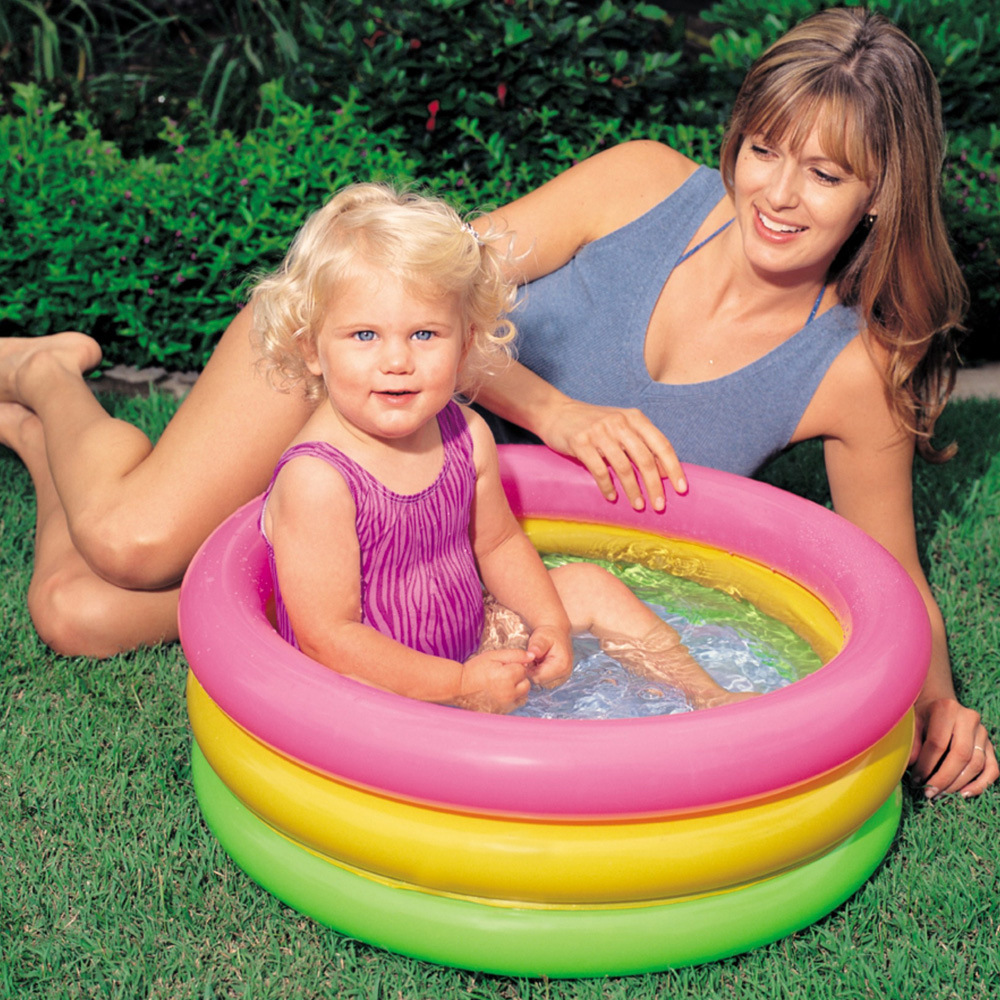 INTEX 57107经典三环荧光水池 儿童户外草地泳池洗澡池 境外货源