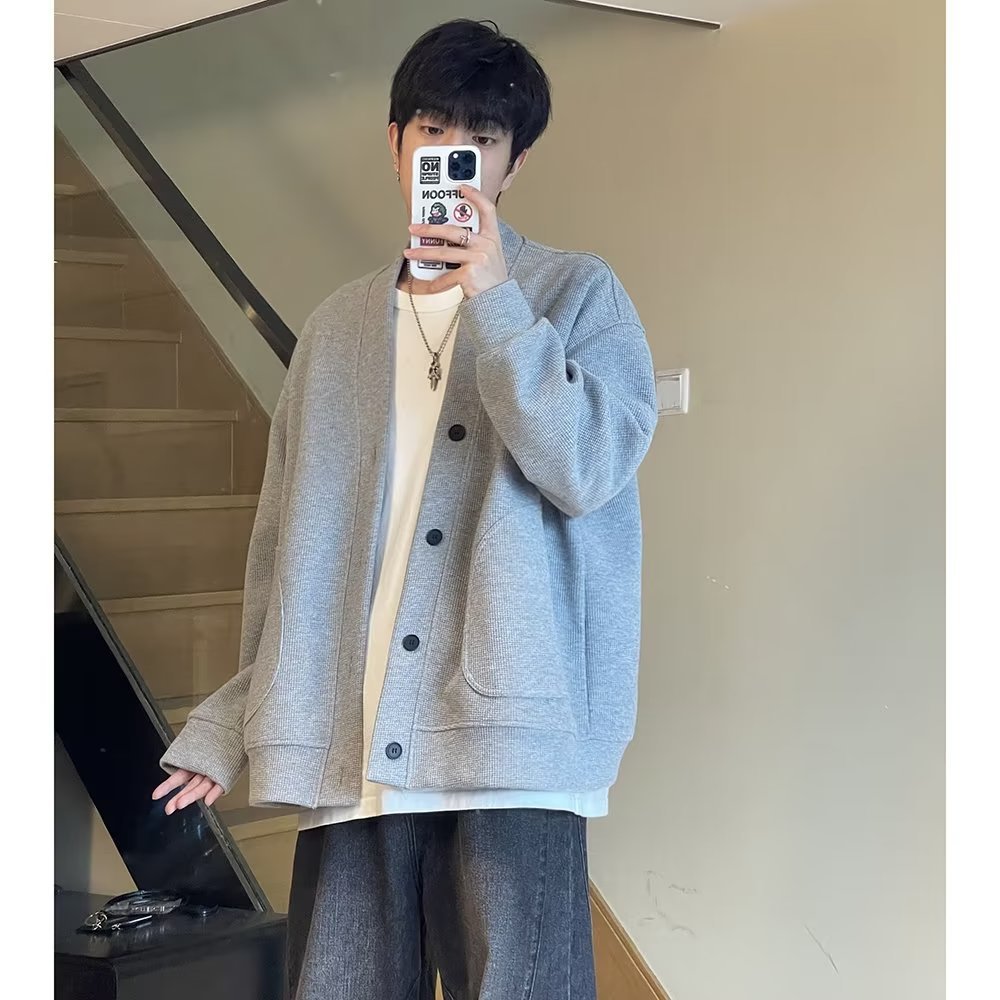A 400-gram cardigan hoodie for men in autumn and winter, a loose long-sleeved ins trendy brand, a versatile, cool and laid-back jacket Specification image