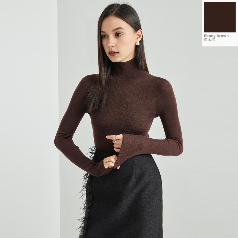 100% wool high-neck base layer shirt, a new bestseller for autumn and winter, versatile and stylish. Pair it with a long-sleeved knitted sweater and top for women