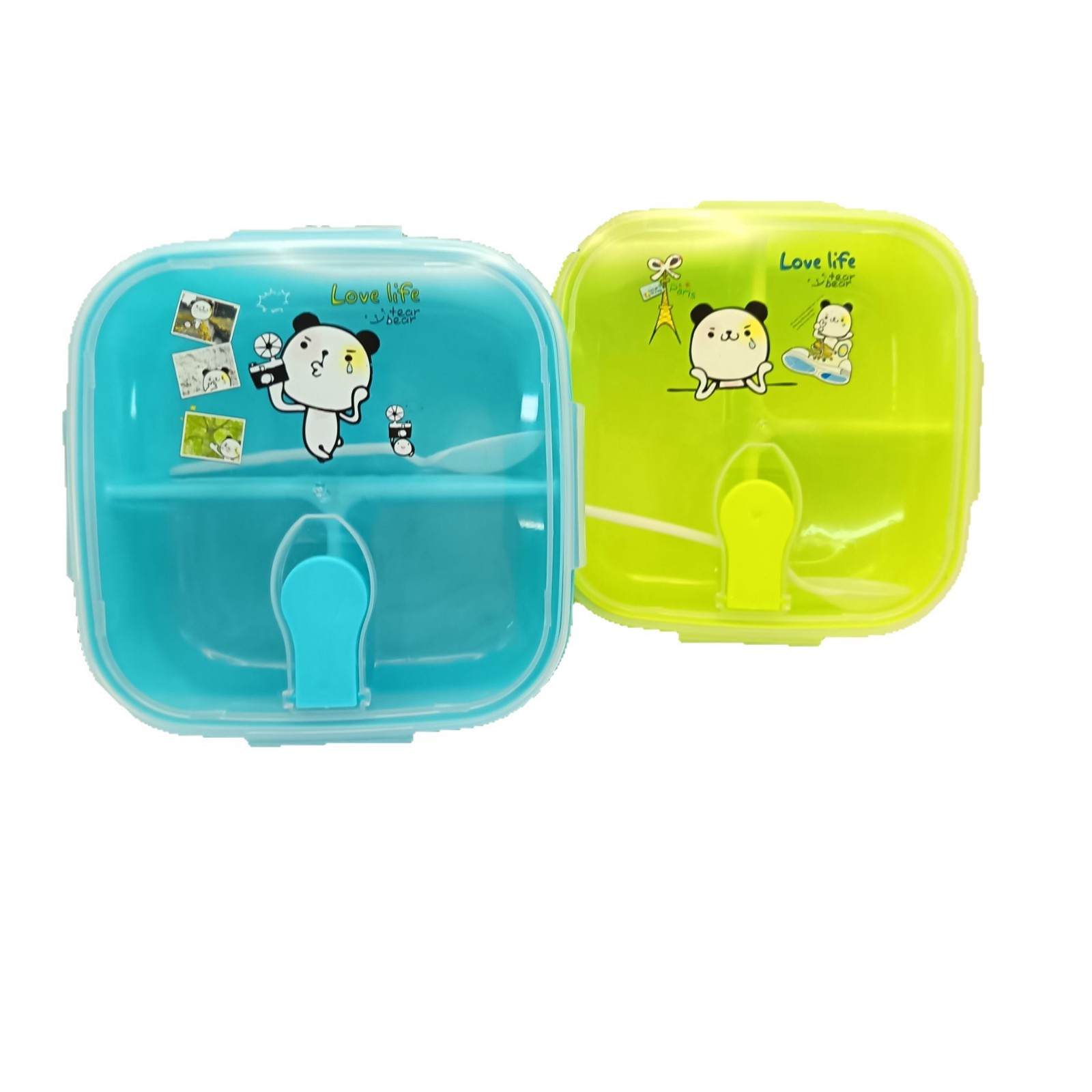 Simple Japanese-style compartments lunch box, microwave-safe student lunch box, fresh-keeping box, three-compartment children's bento box Item Picture