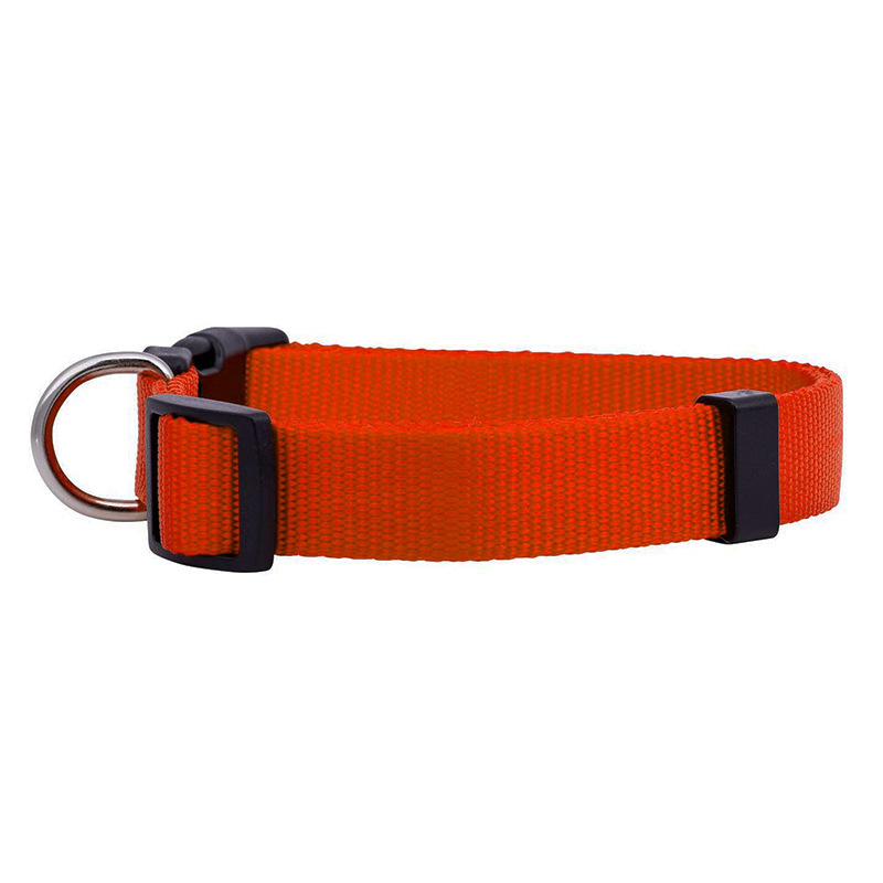 Manufacturer's supply of solid-color thickened webbing dog collars, adjustable buckle pet collars, and engraved dog neck collars Item Picture