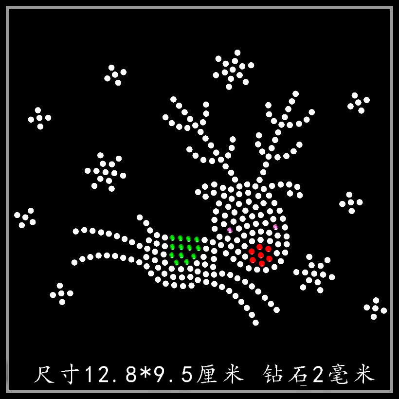 烫钻图案批发 圣诞鹿烫图 T恤毛衣长短袖羊毛衫裤子装饰水钻diy图