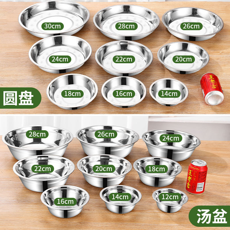 Stainless Steel Basin Kitchen Condiment Basin Canteen Basin Multi-Purpose Yard Bucket Thickened Round Wholesale Egg Bowl Soup Bowl Manufacturers details Picture