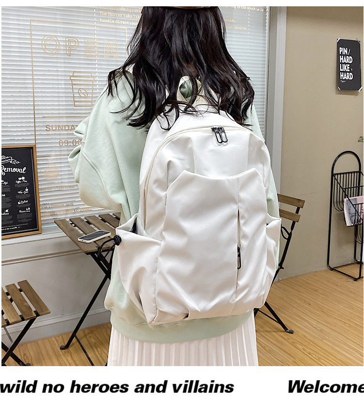 防水新款纯色男女双肩包简约休闲背包初高中大学生书包高颜值轻便详情15