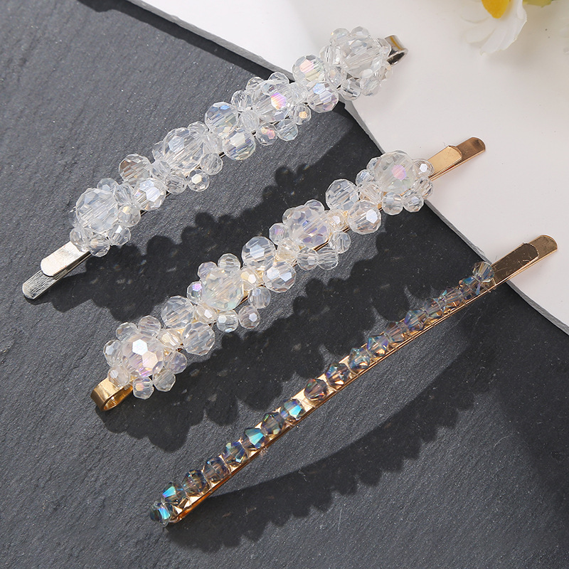 Korean-style hair clips, fairy crystal small flower straight clips, handcrafted beaded hair clips, girls' side clips, ponytail clips, wholesale in stock details Picture