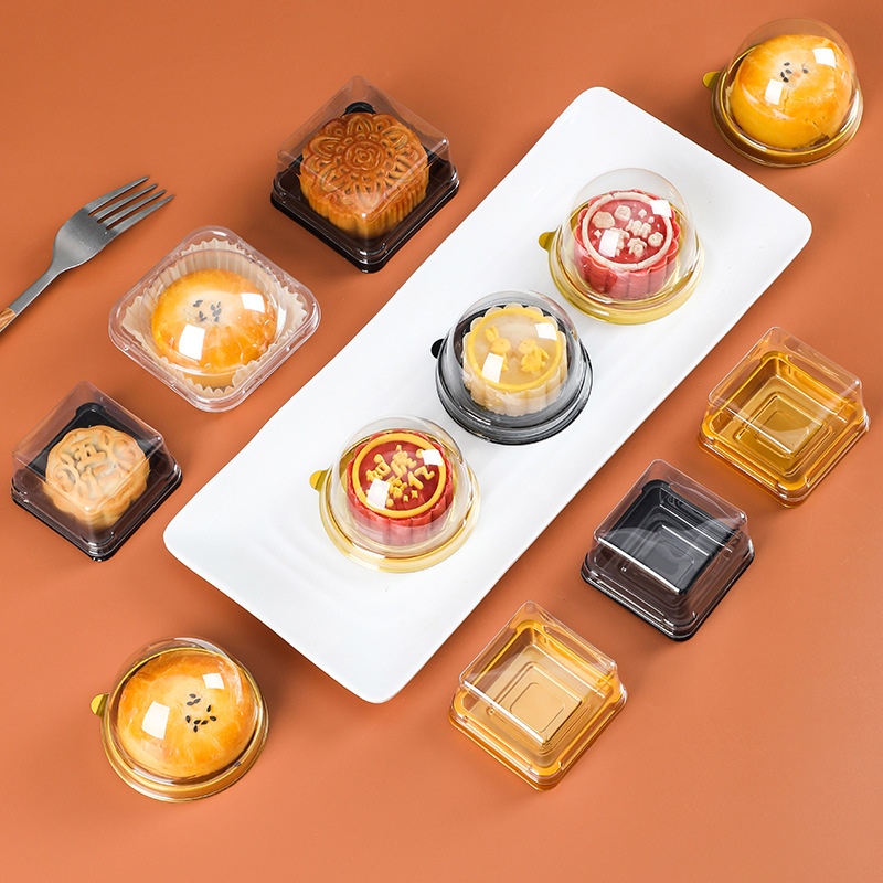 Egg yolk pastry packaging box, Mid-Autumn Festival mooncake packaging blister box, round or square transparent box, mung bean cake tray, mooncake tray