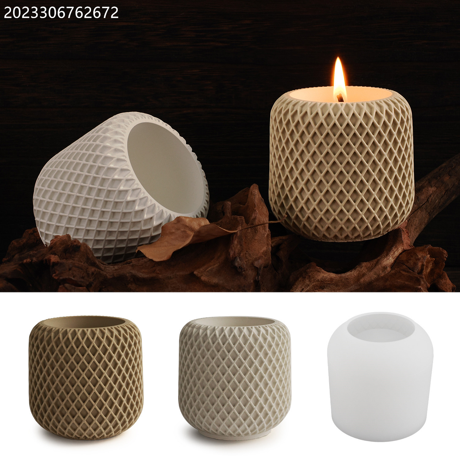 diy水晶滴胶水泥网格不规则网纹石膏蜡烛杯摆件镜面硅胶模具