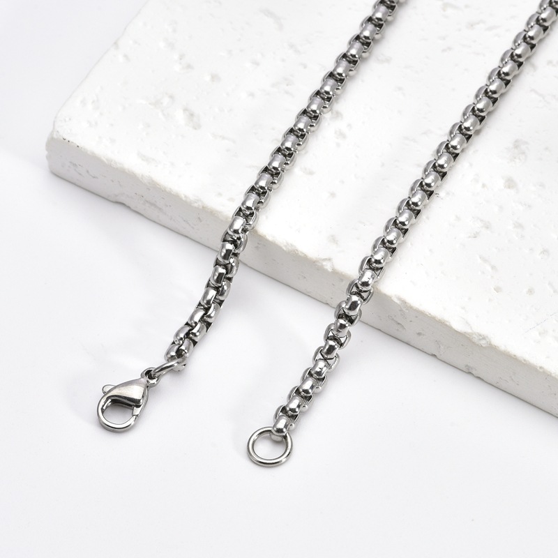 Cross-border round stainless steel square pearl necklace, non-fading titanium steel jewelry accessory, men's and women's personalized chain diy matching chain Application Scenario