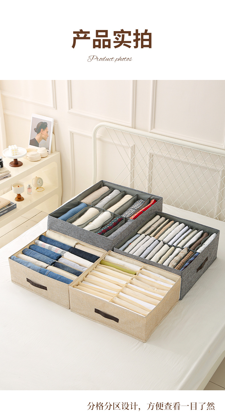 Double-row compartments for clothing storage box, a household fabric storage box with foldable drawers, a wardrobe organization and storage wonder pic 12