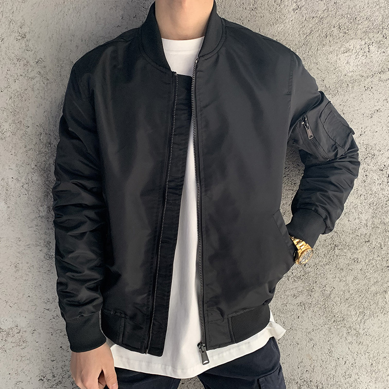 Air Force Bomber Jacket Men's Spring And Fall New Solid Color Army Green Casual Baseball Clothes On The Coat Trend Brand Specification drawing