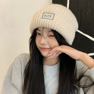 Loose big-headed knitted hat for women, winter woolen hat for warmth in autumn and winter, suitable for round faces to show off, small pile hat trend thumbnail