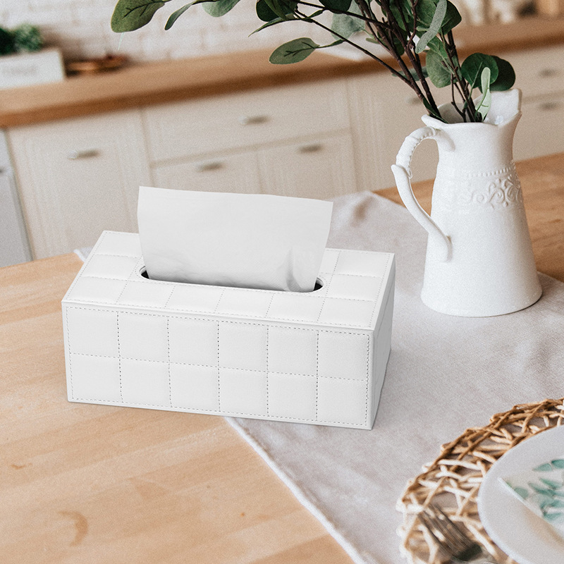 Light Luxury Tissue Box Living Room Coffee Table Advanced Desktop Leather Paper Box Home Hotel Restaurant High Appearance Level Paper Box details Picture