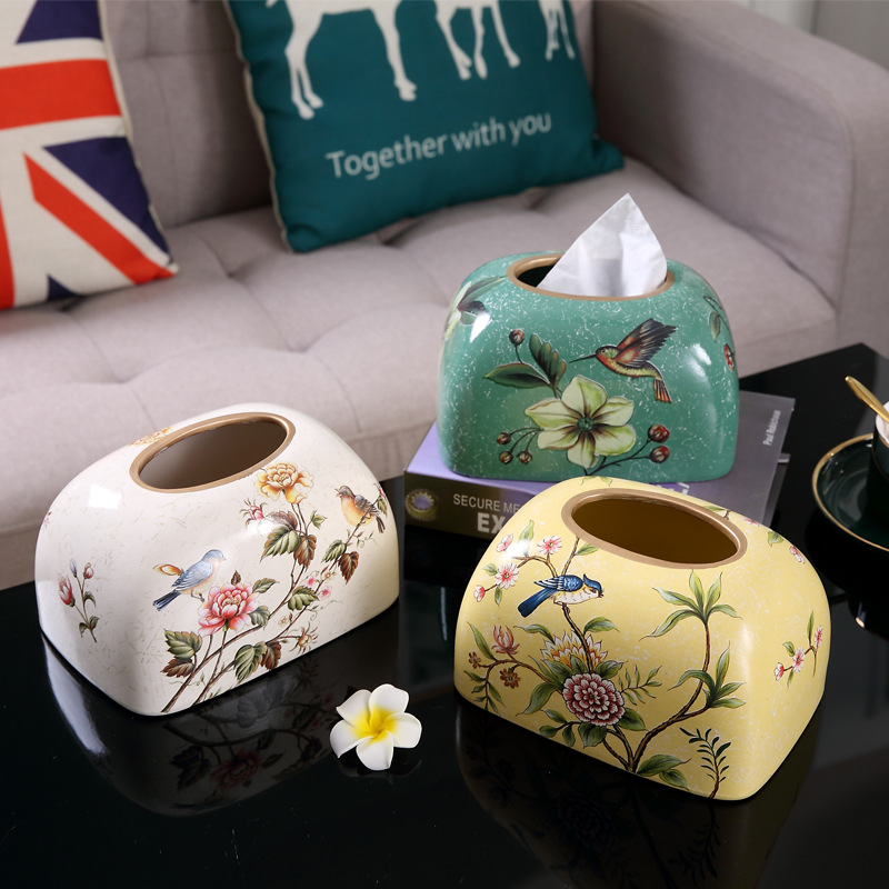 American country ceramic household paper box European living room dining room decoration paper box paper box napkin tissue box New China