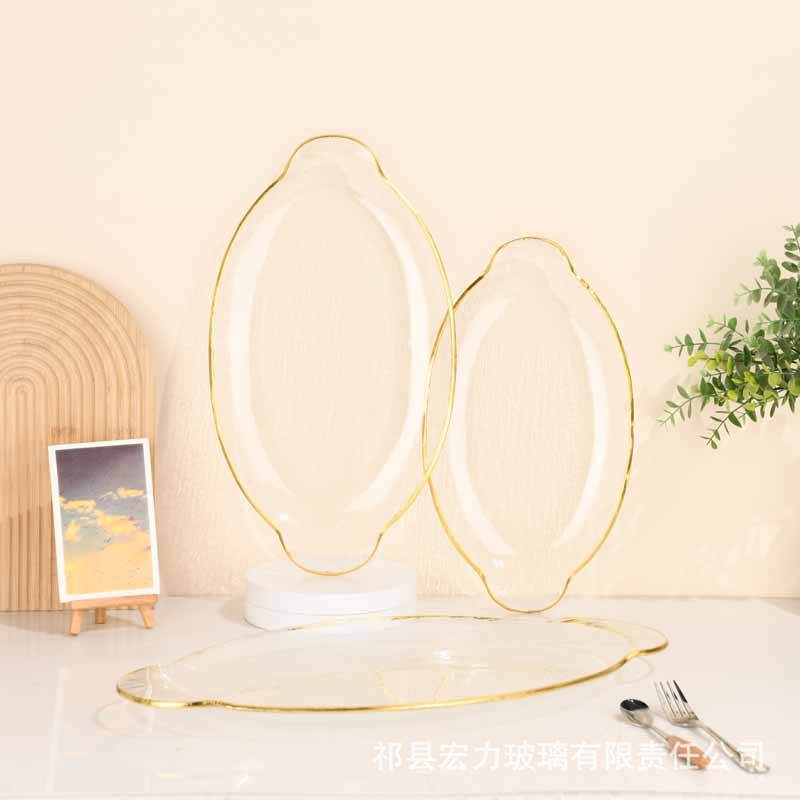 European Double Ear Dish Glass Fish Plate Household Steamed Fish Plate Glass Fruit Plate Hotel Plate Manufacturers Direct Supply details Picture