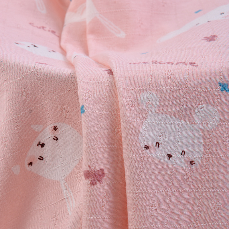夏季宝宝薄纯棉提花网眼针织布 全棉连体衣家居服空调服婴童面料详情图3