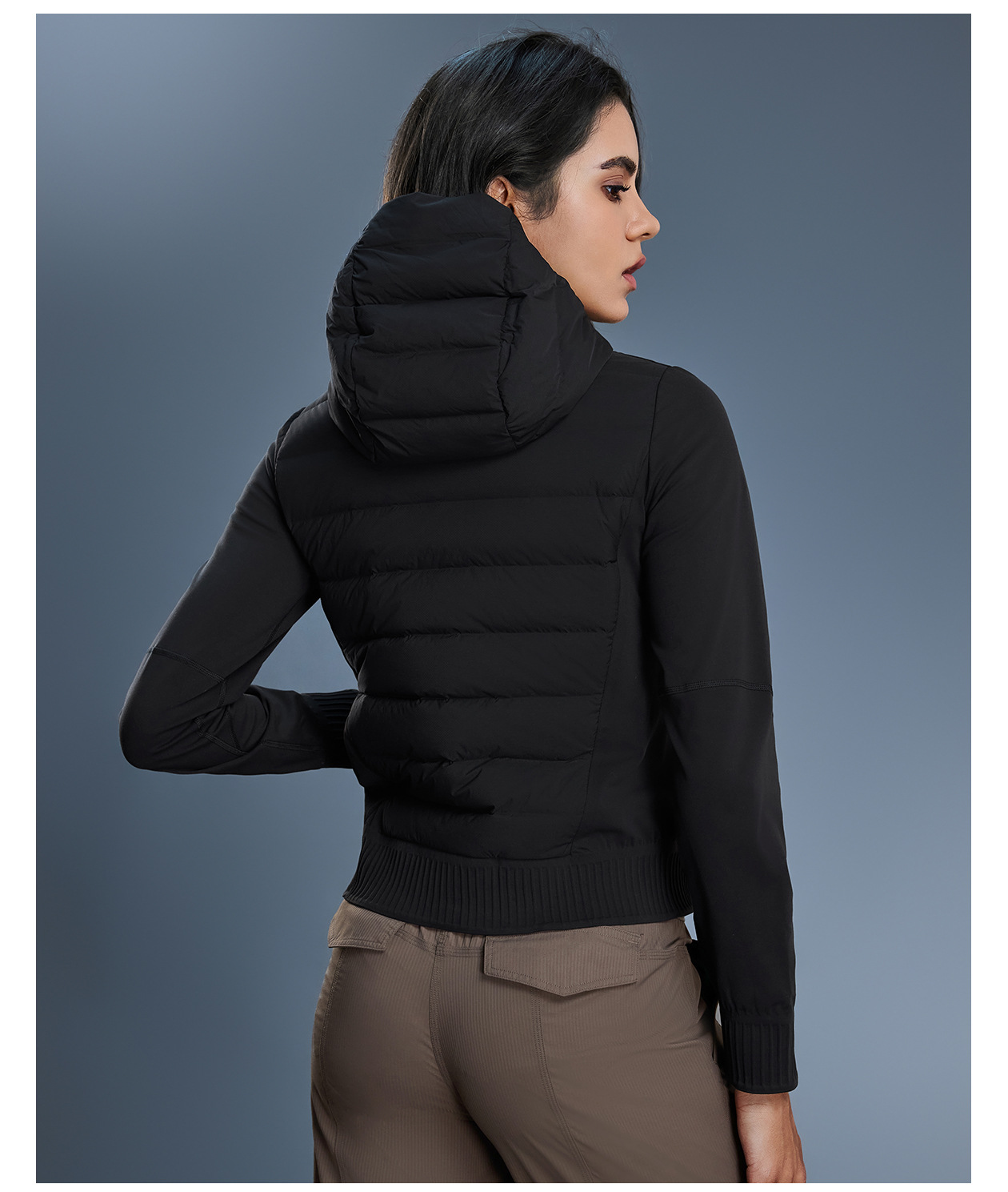 秋冬新款保暖连帽羽绒服女短款轻薄时尚健身服运动休闲外套DAW008详情19